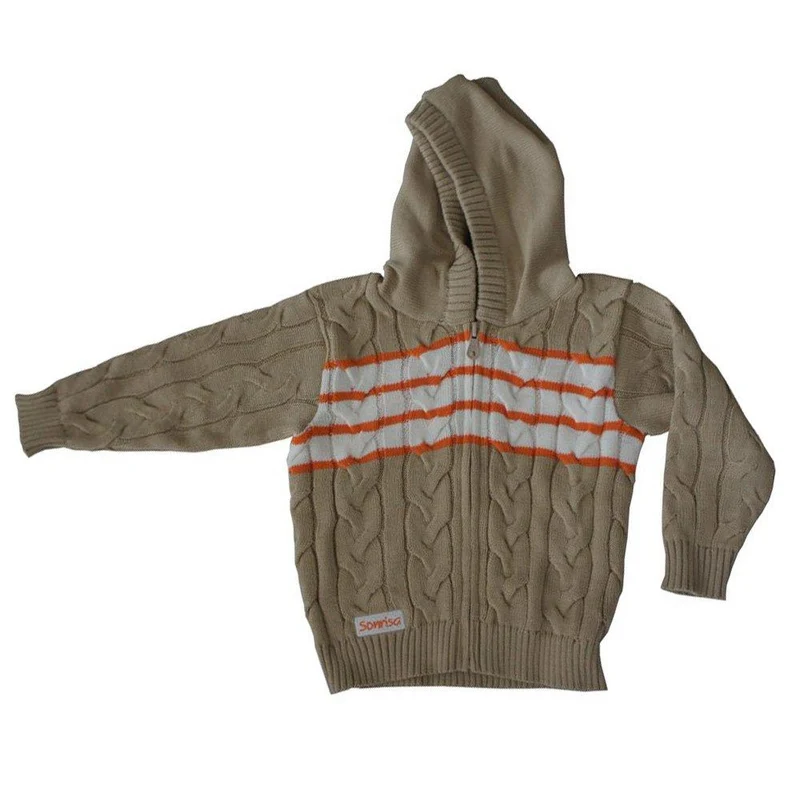 saco tejido con capucha tomas beige