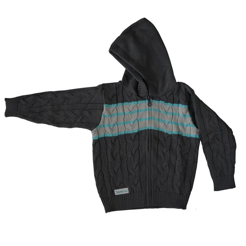 saco tejido con capucha tomas gris