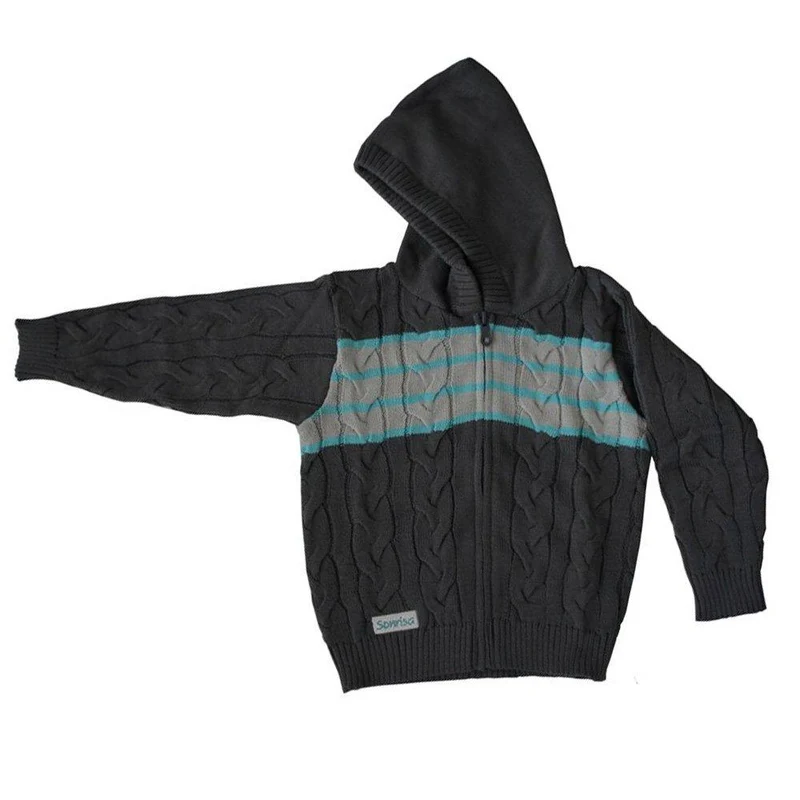 saco tejido con capucha tomas gris 12 18m