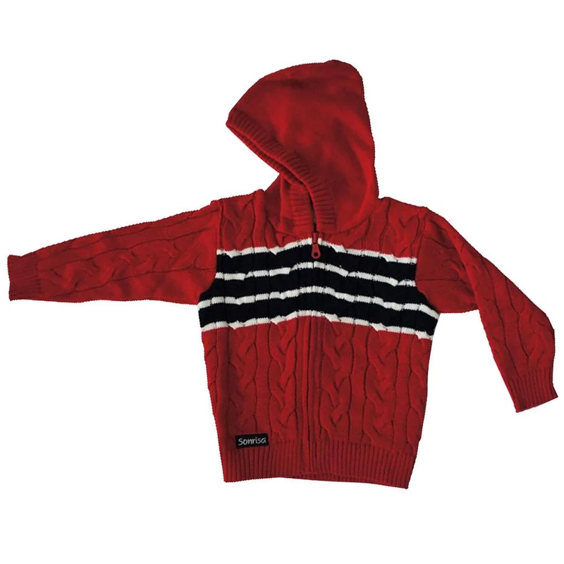 saco tejido con capucha tomas rojo