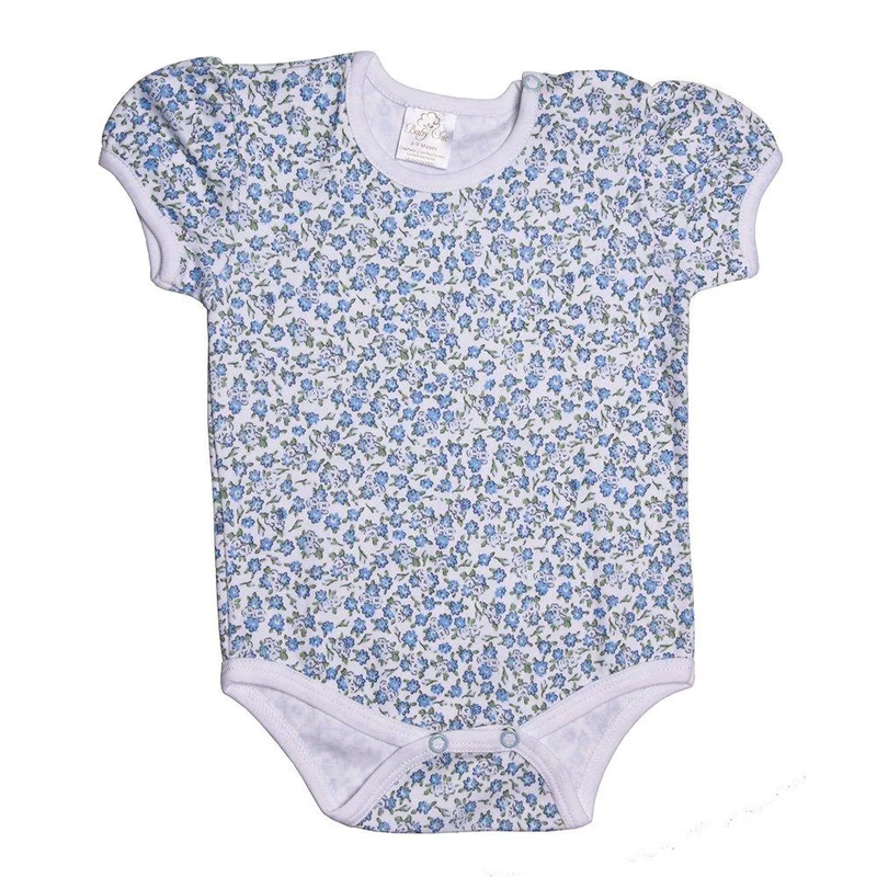 body manga corta estampado flores azules 6 9m