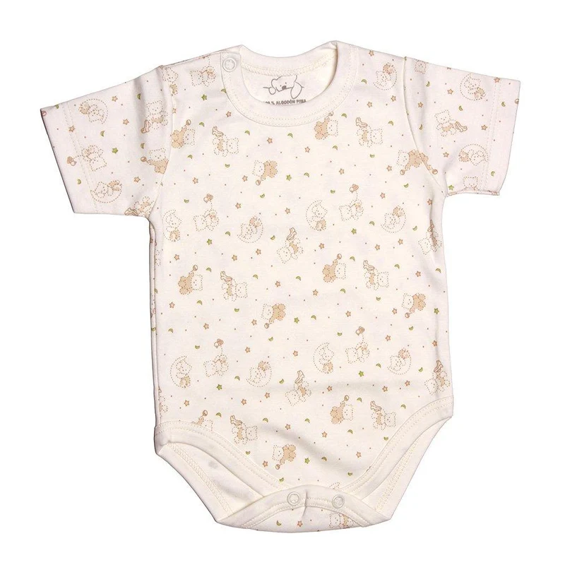 body manga corta ositos beige 0 3m