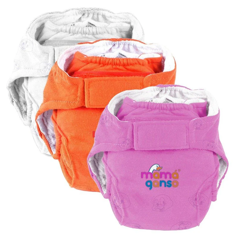 panales reutilizables x3 etapa 2 salmon blanco y fucsia