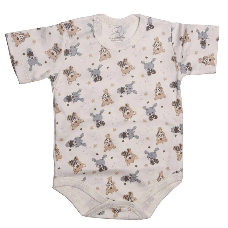 body manga corta ositos y estrellas beige 6 9m