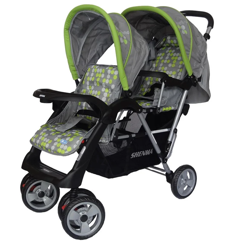 coche gemelar doble gris verde shenma