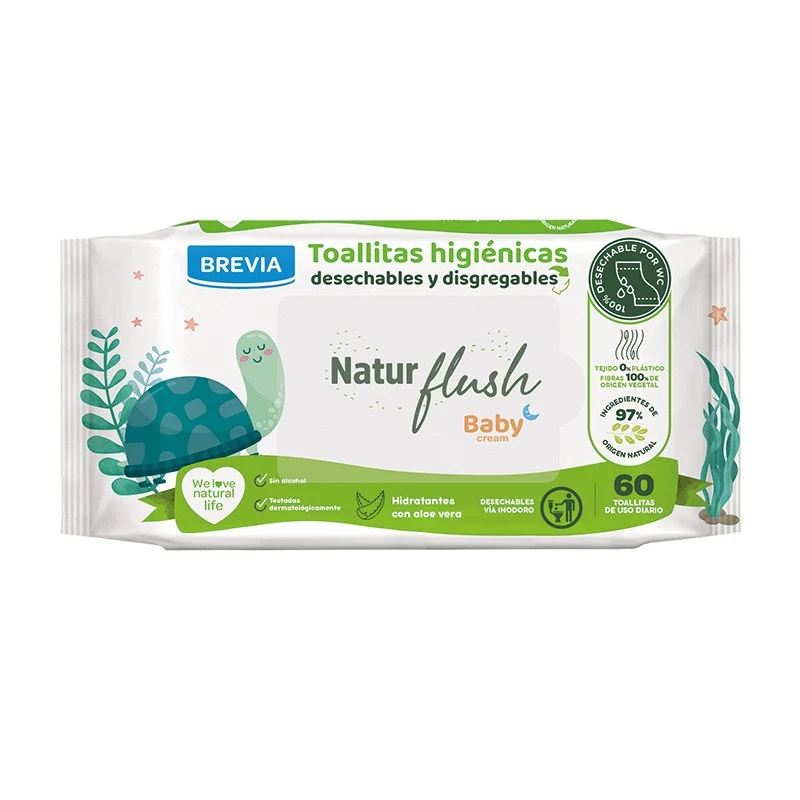 Toallitas de Bebé Babycream Natur Flush Brevia 60 ud