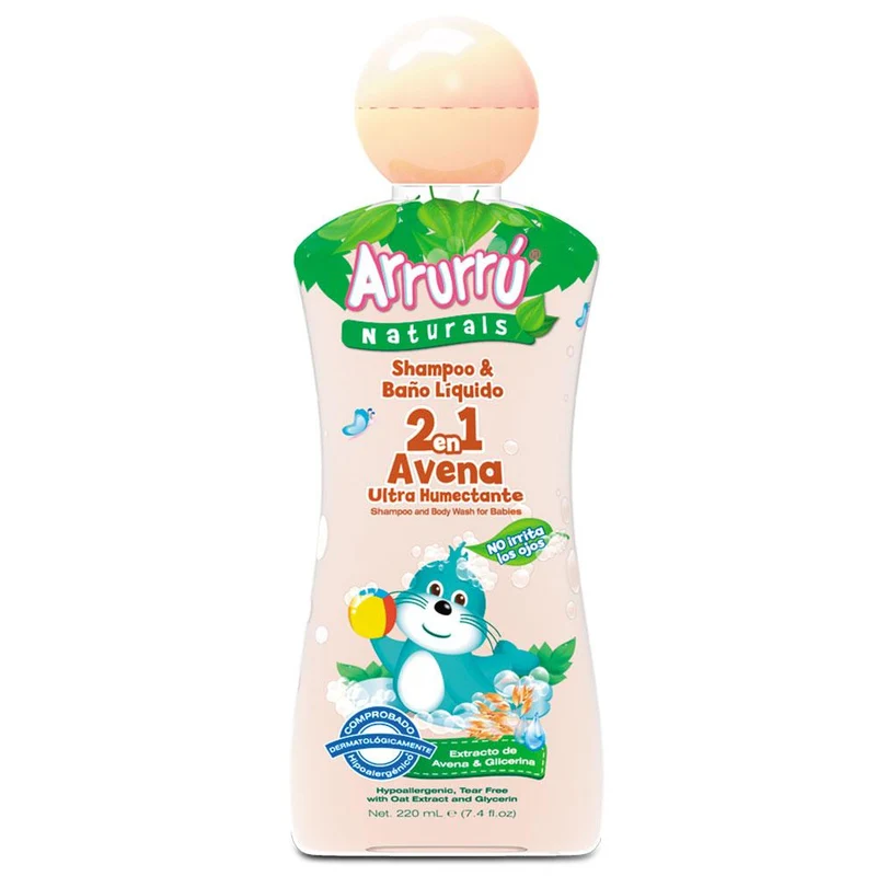 shampoo y bano liquido 2 en 1 avena x 220 ml