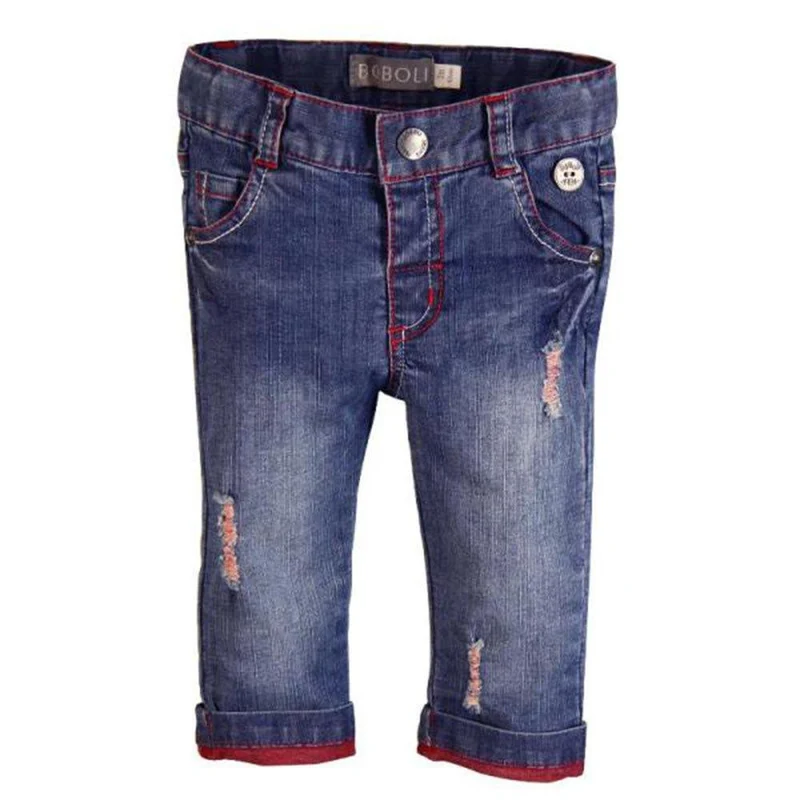 pantalon jean con bordado rojo 12 18m