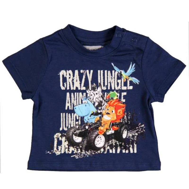 camiseta azul oscuro crazy jungle 9 12m