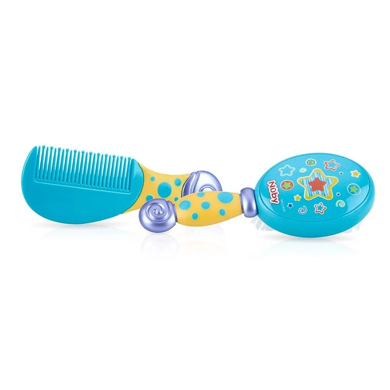nuby set peinilla y cepillo azul