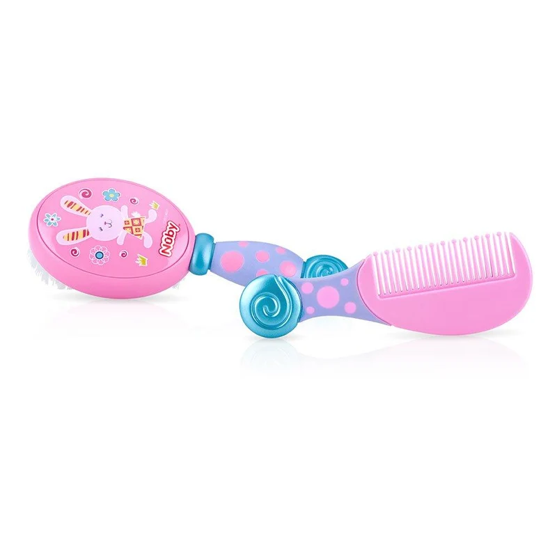 nuby set peinilla y cepillo rosado