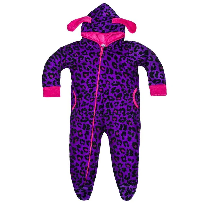 pijama para bebe nina animal print morado 2t