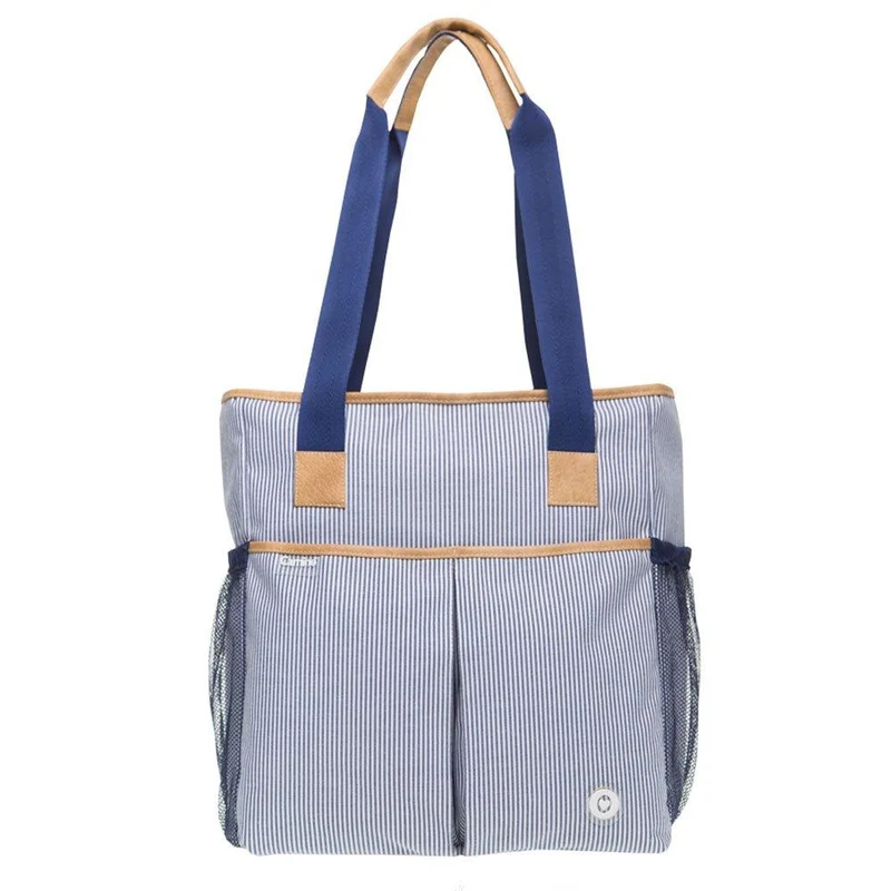 panalera tipo cartera con cambiador rayas azules