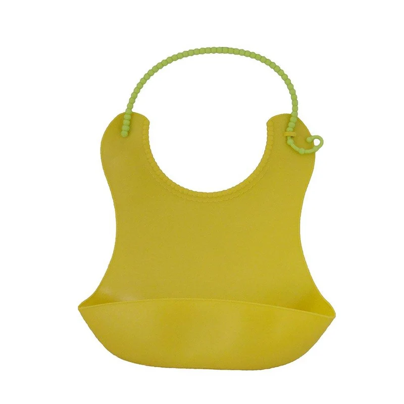 babero de silicona amarillo