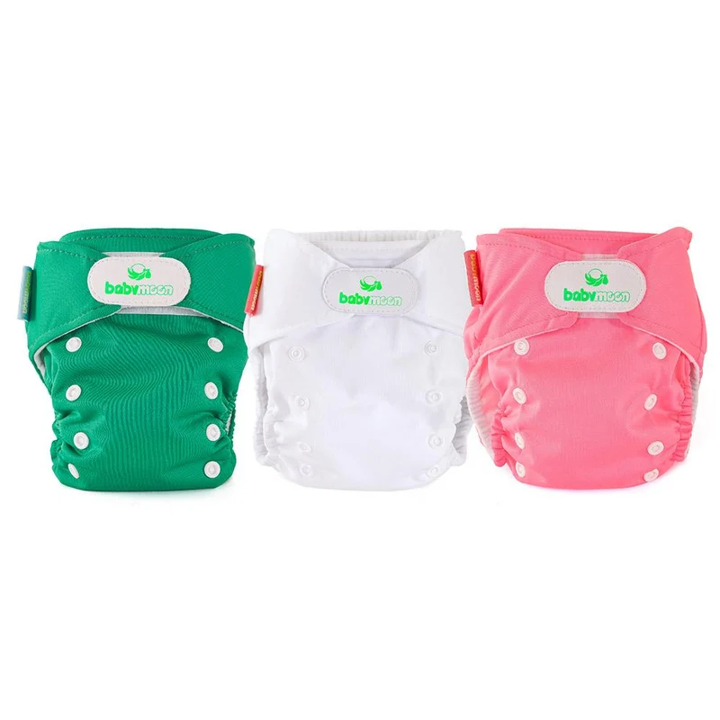pack x3 panales ecobabymoon unitono verde blanco y rosado