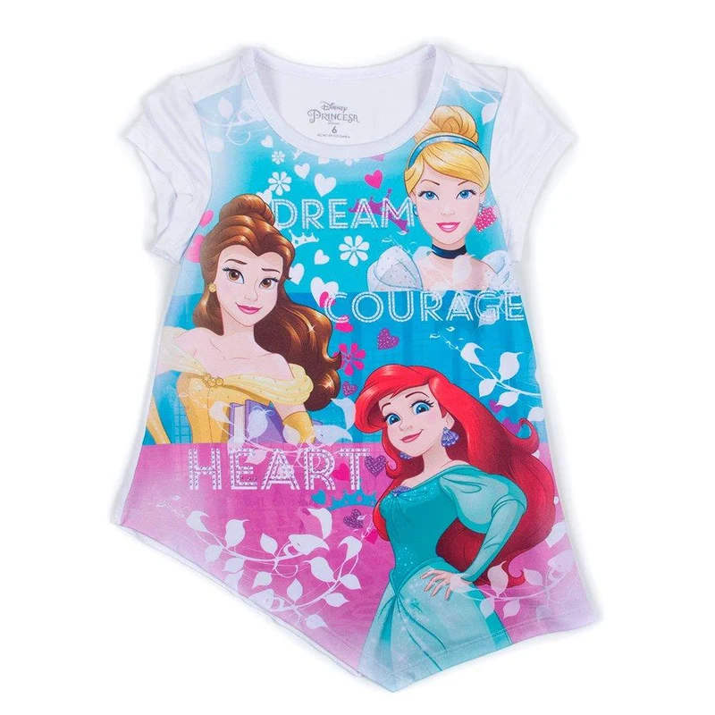 camiseta nina manga corta princesas blanco 10