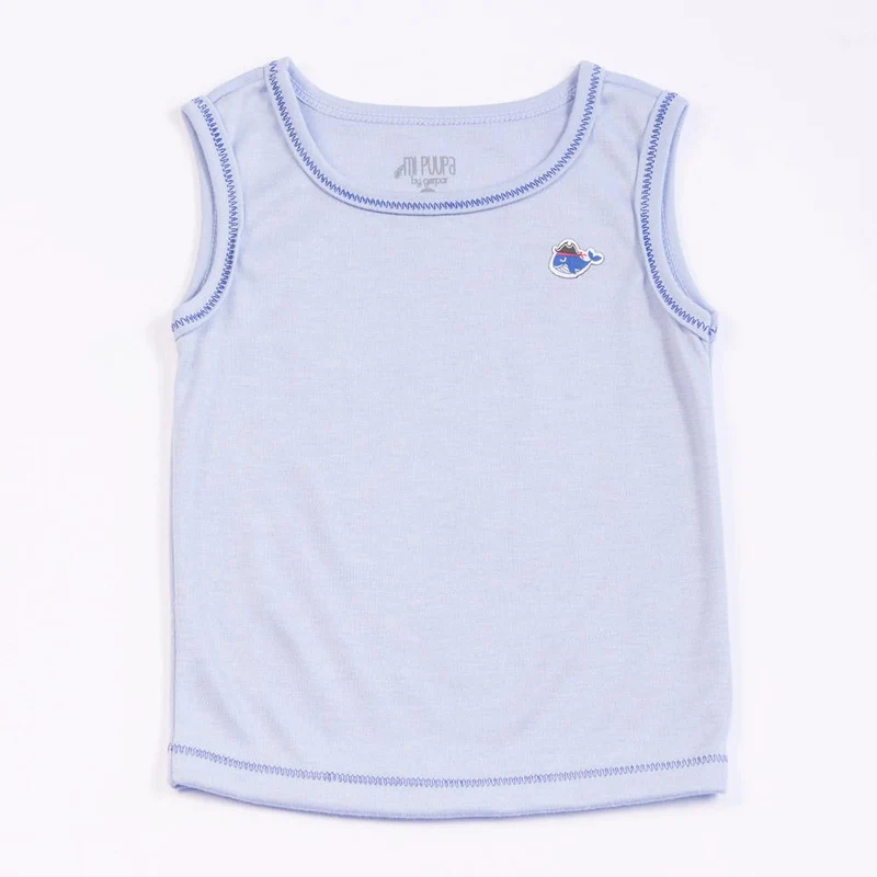 camisilla bebe bordada cuello sesgo 00 06 azul turquesa medio