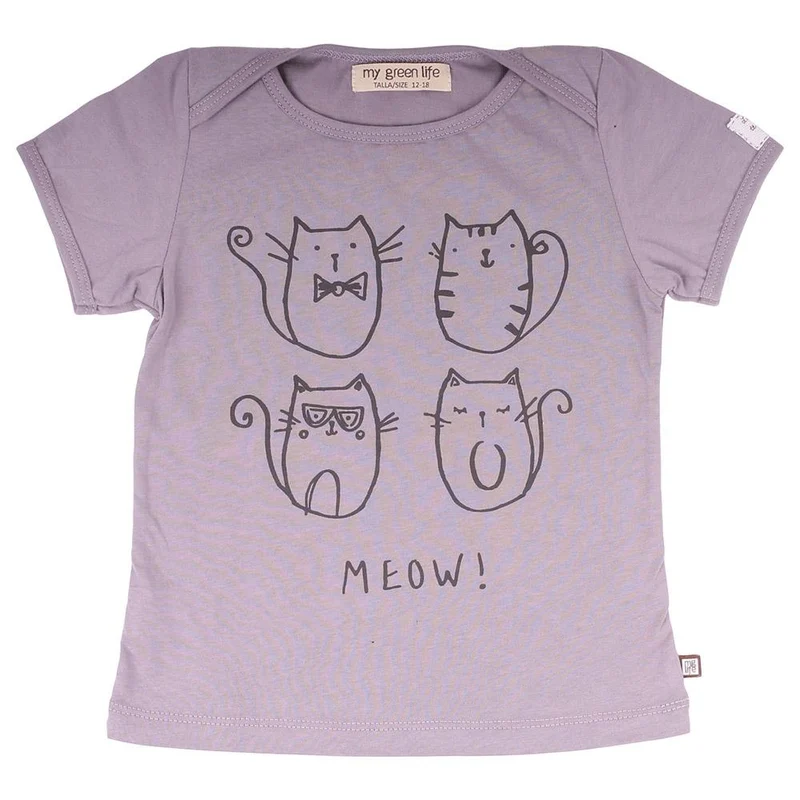 camiseta 4 gatos lila