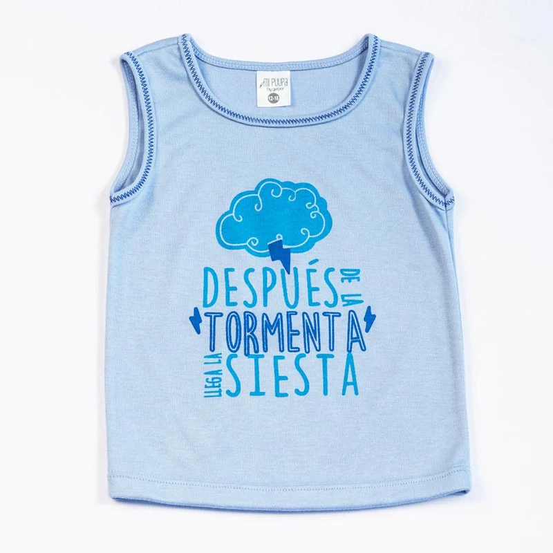 camisilla bebe colores oscuros frente estampado 0 6 azul