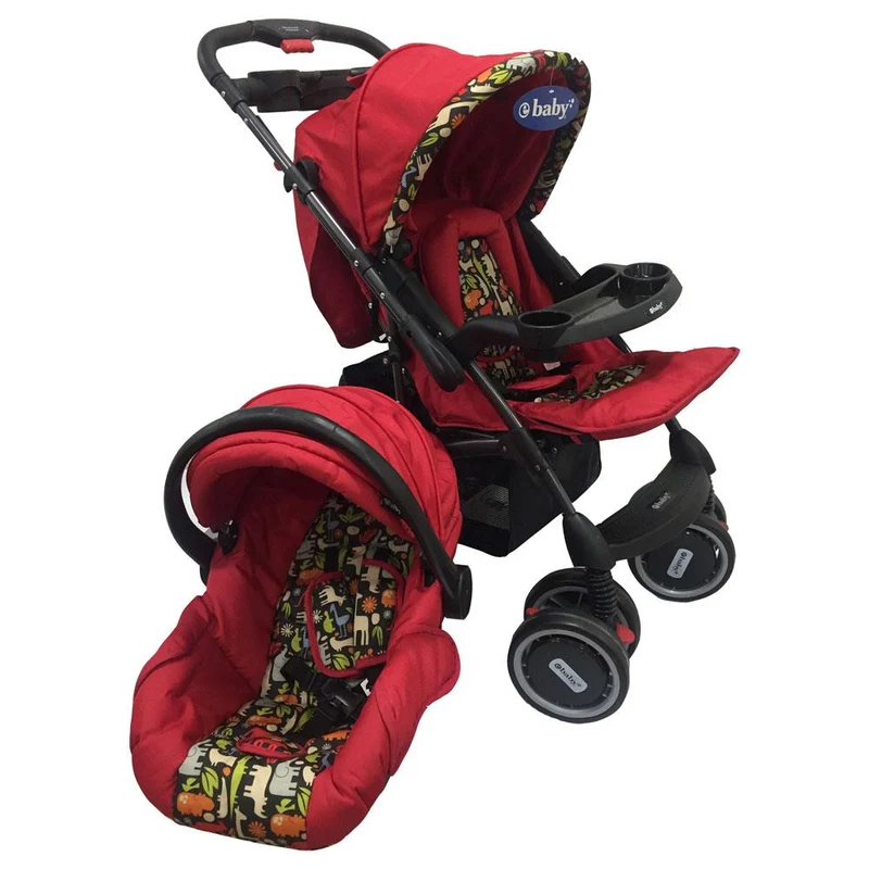 coche travel system con porta bebe rojo