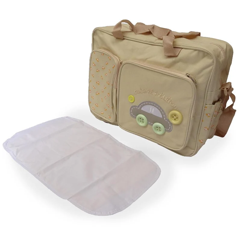 panalera con cambiador button beige