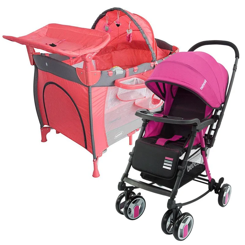 cuna corral traveller coche rocking twister rosado
