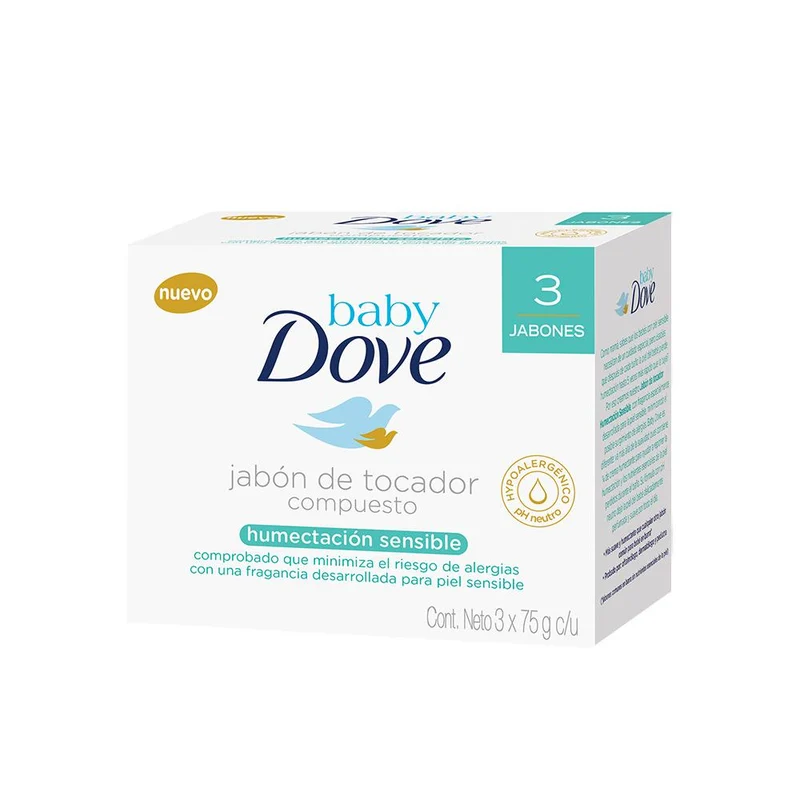dove baby jabon de tocador compuesto humectacion sensible x 3