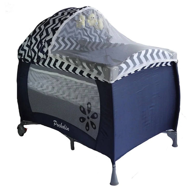 corral cuna con vibrador azul oscuro