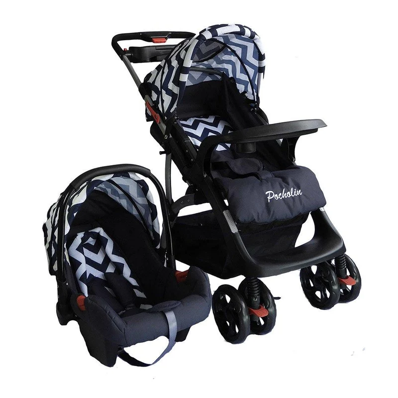 coche con portabebe azul oscuro