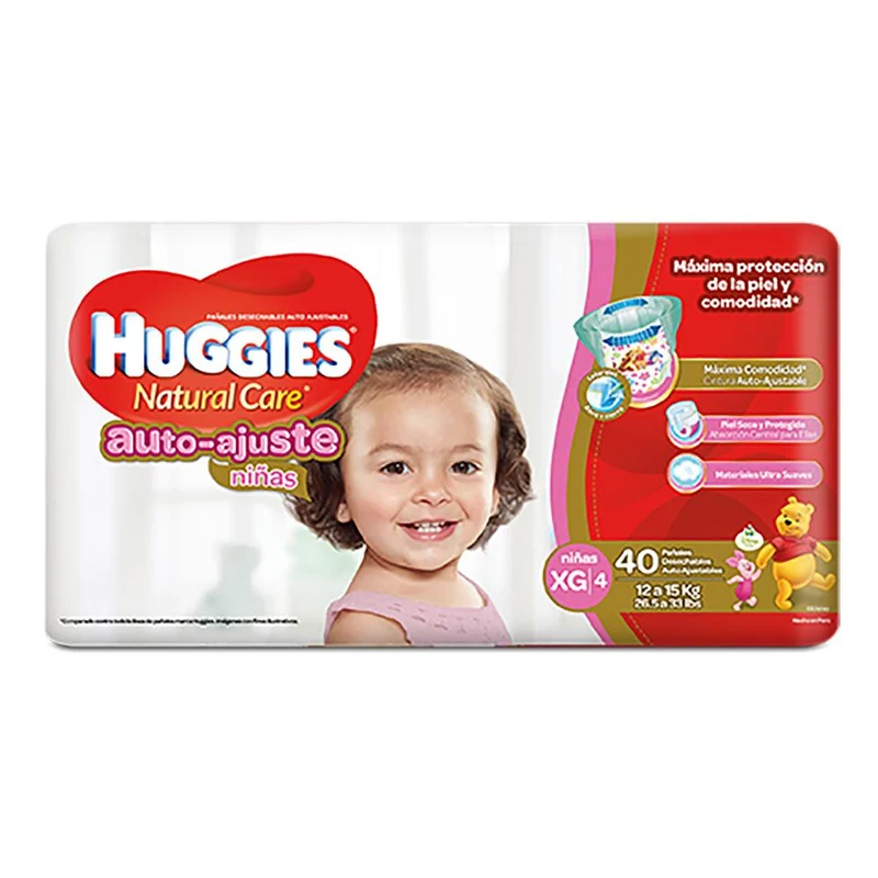 etapa 4 40 panales huggies natural care autoajuste ninas