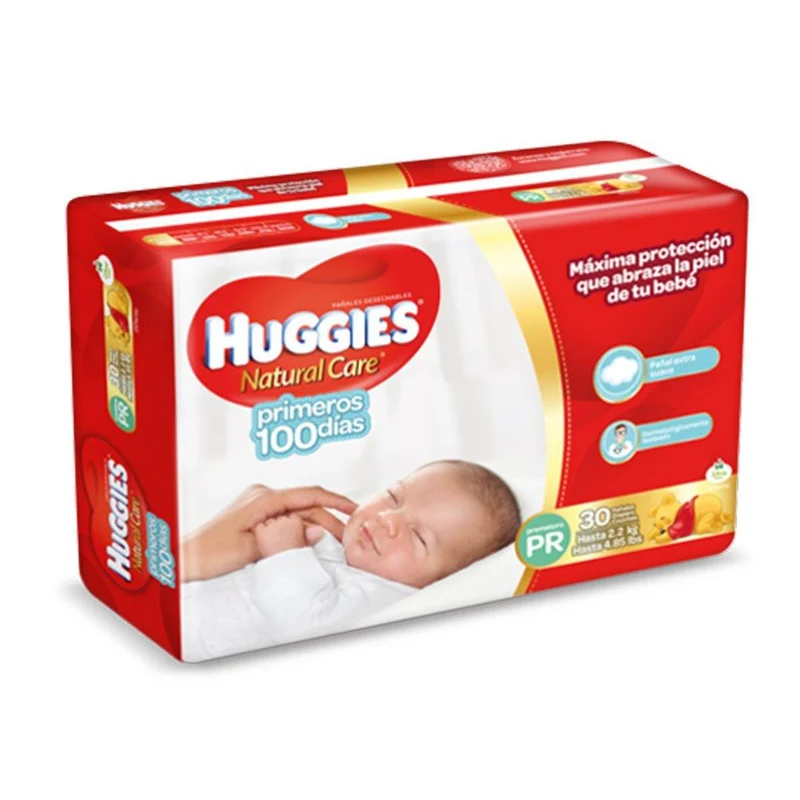 prematuro 30 panales huggies natural care primeros 100 dias unisex