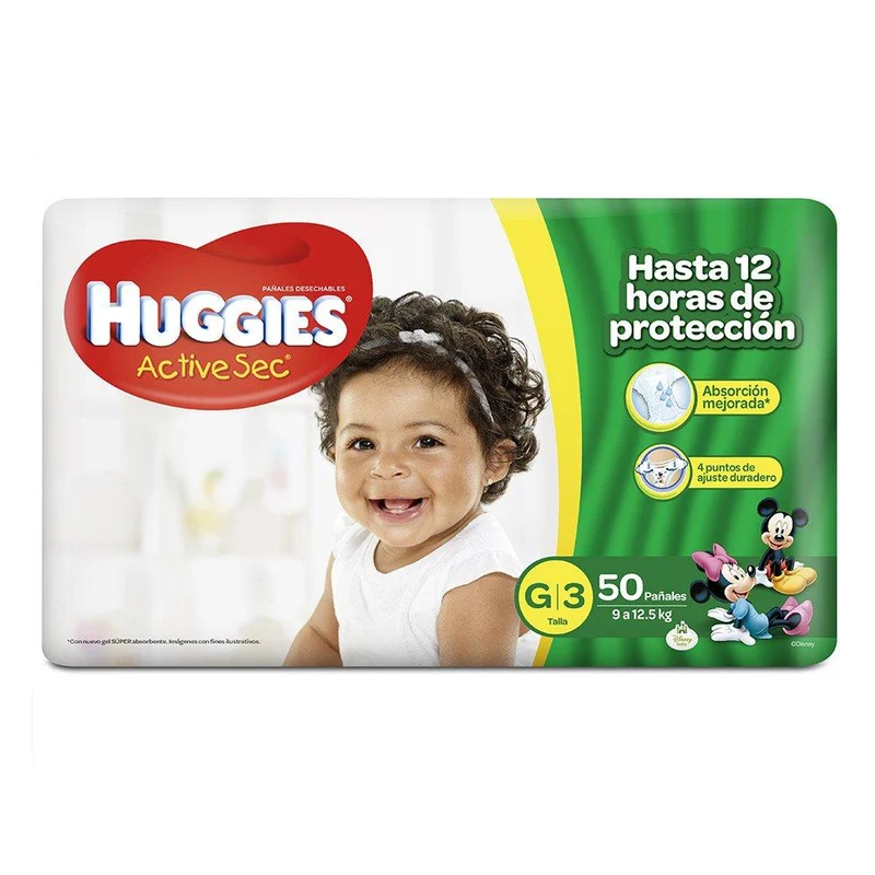 etapa 3 50 panales huggies active sec unisex