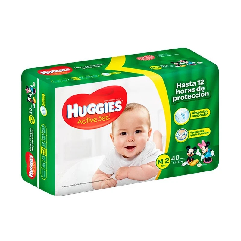 etapa 2 40 panales huggies active sec unisex
