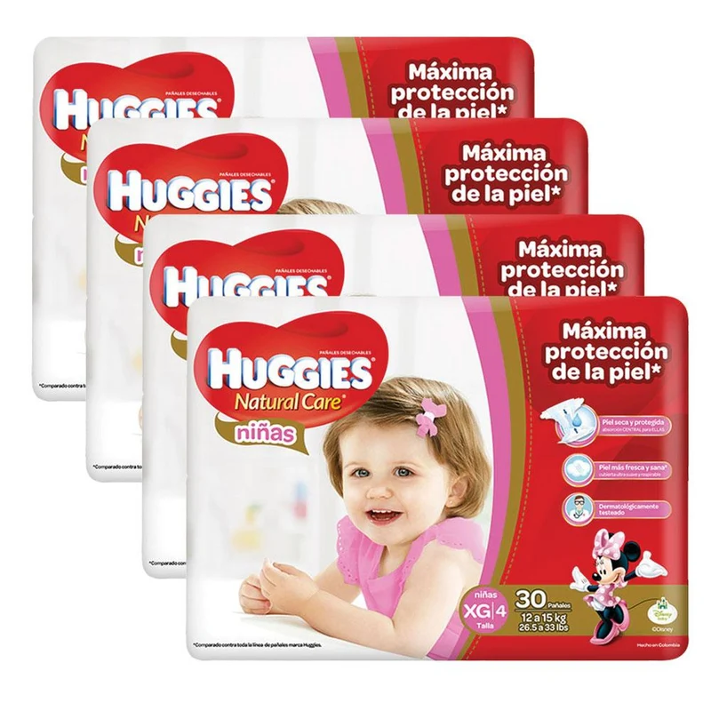 etapa 4 120 panales huggies natural care ninas