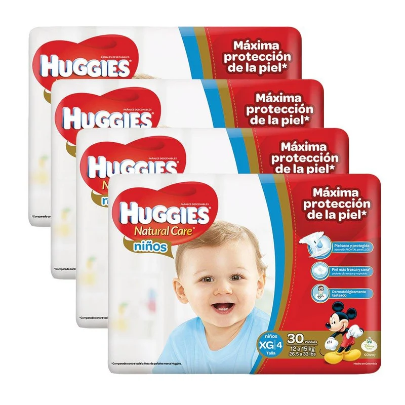 etapa 4 120 panales huggies natural care ninos