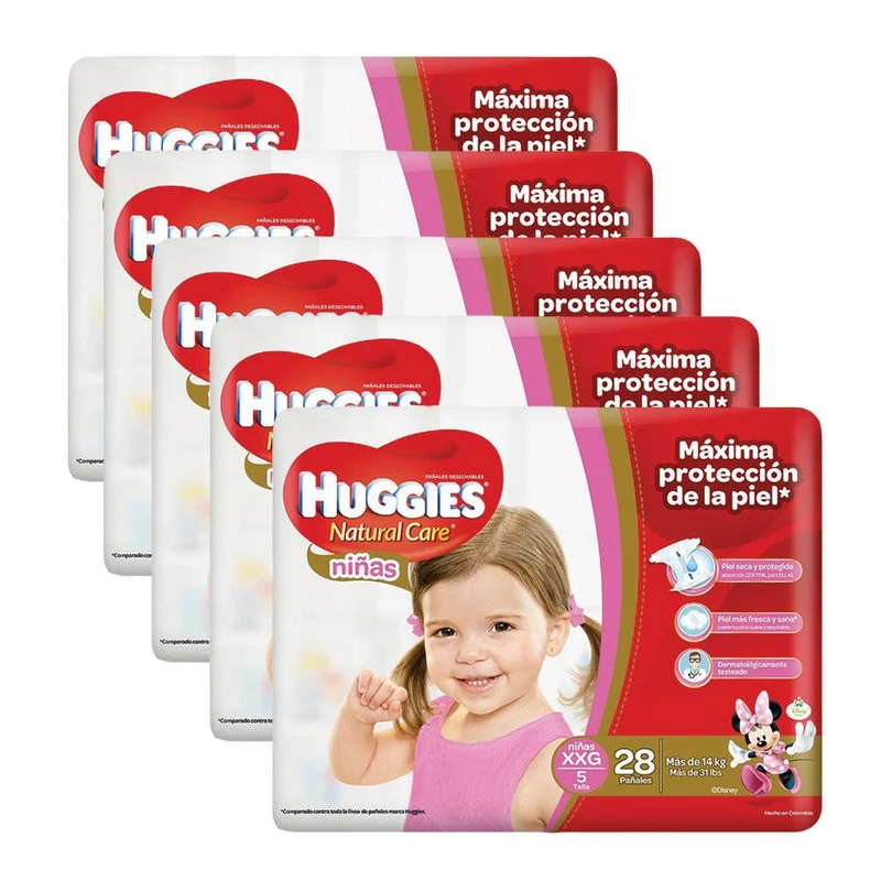 etapa 5 140 panales huggies natural care ninas