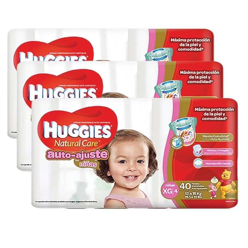 etapa 4 120 panales huggies natural care auto ajuste ninas