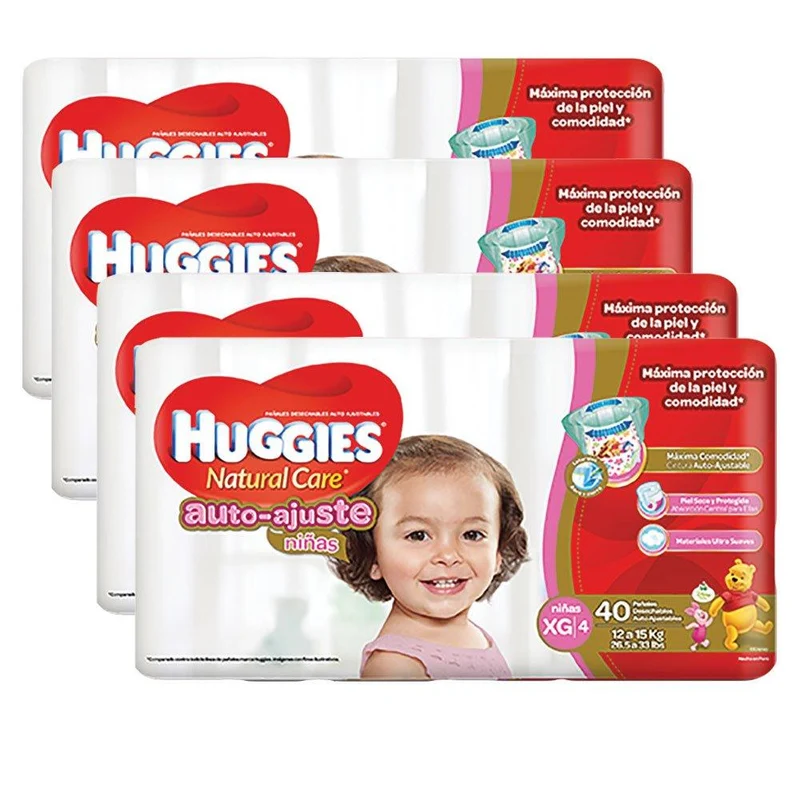 etapa 4 160 panales huggies natural care auto ajuste ninas