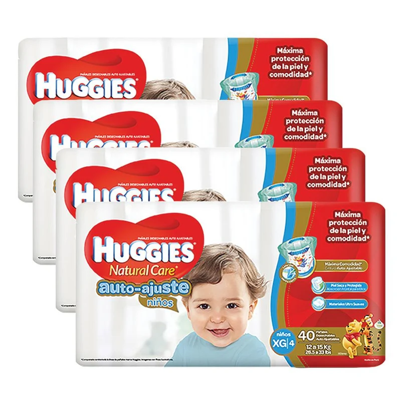 etapa 4 160 panales huggies natural care auto ajuste ninos