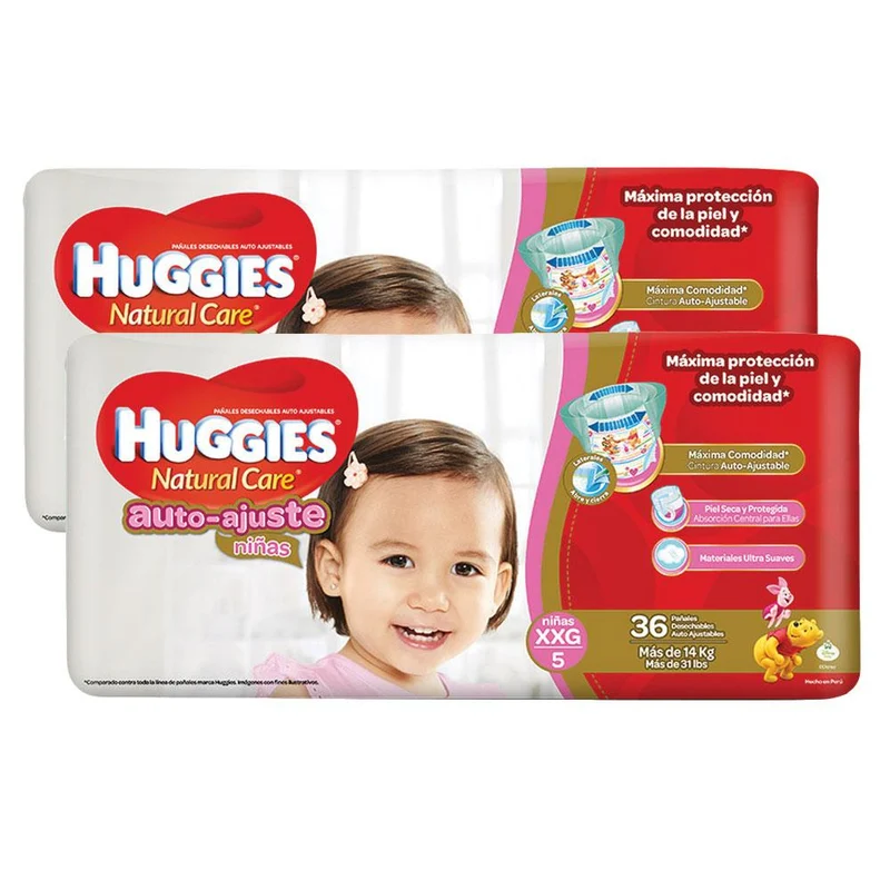 etapa 5 52 panales huggies natural care autoajuste ninas