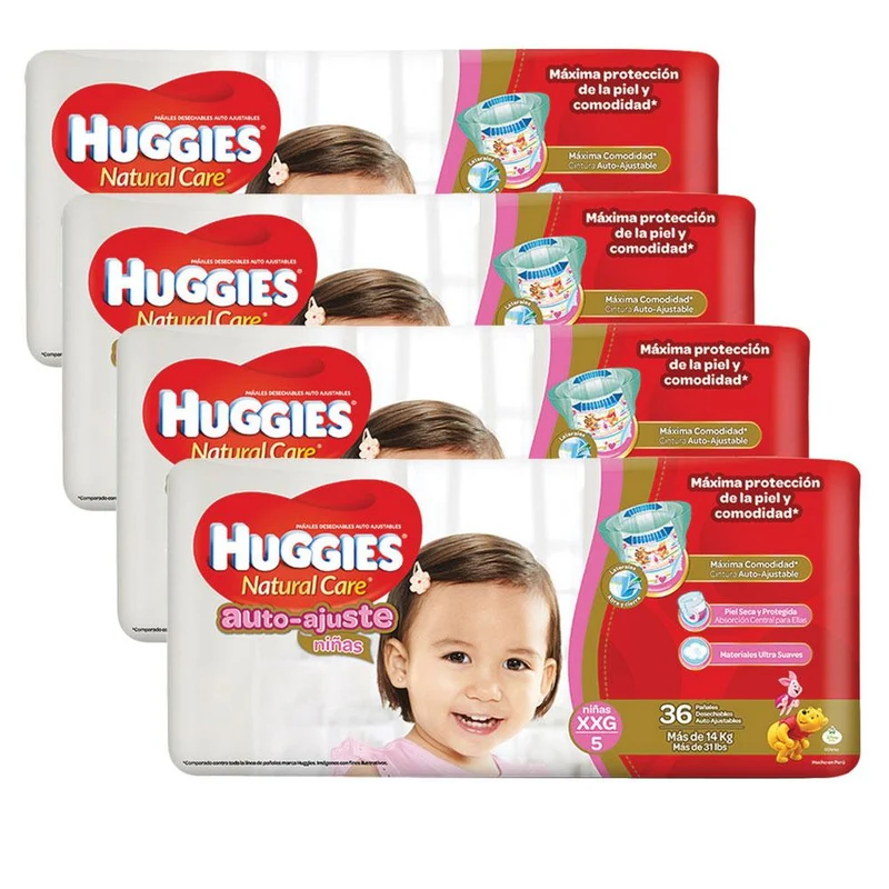 etapa 5 104 panales huggies natural care autoajuste ninas