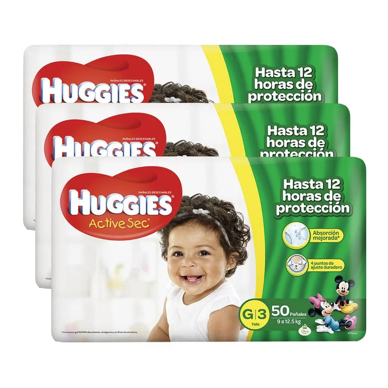 etapa 3 150 panales huggies active sec unisex