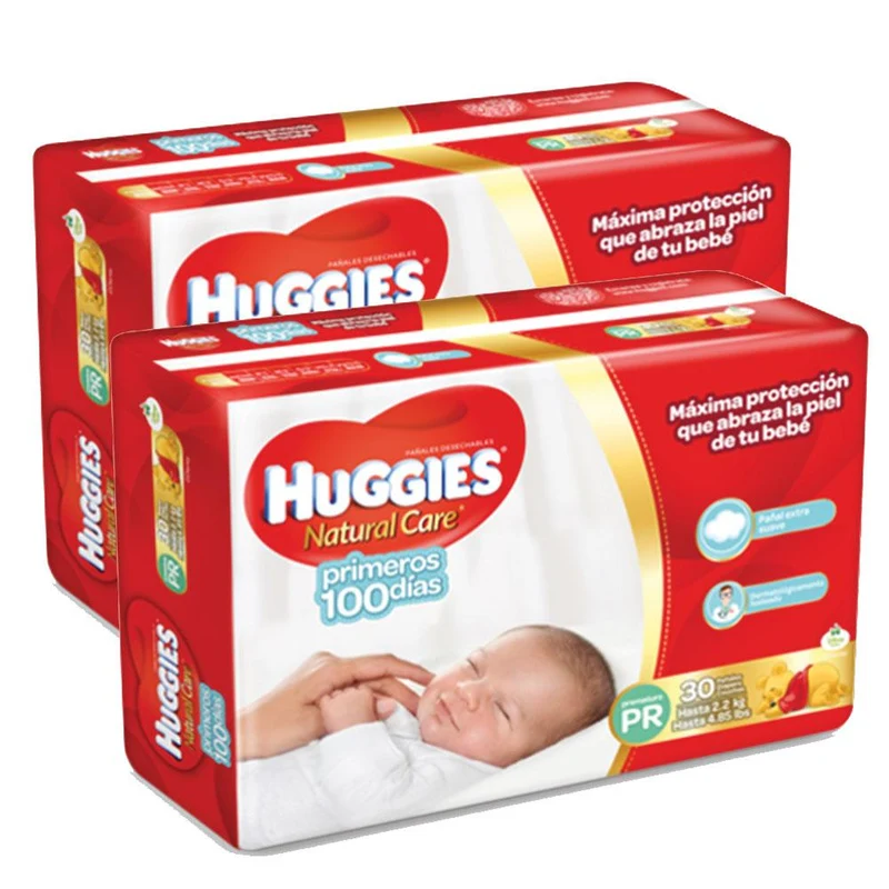 prematuro 60 panales huggies natural care primeros 100 dias unisex