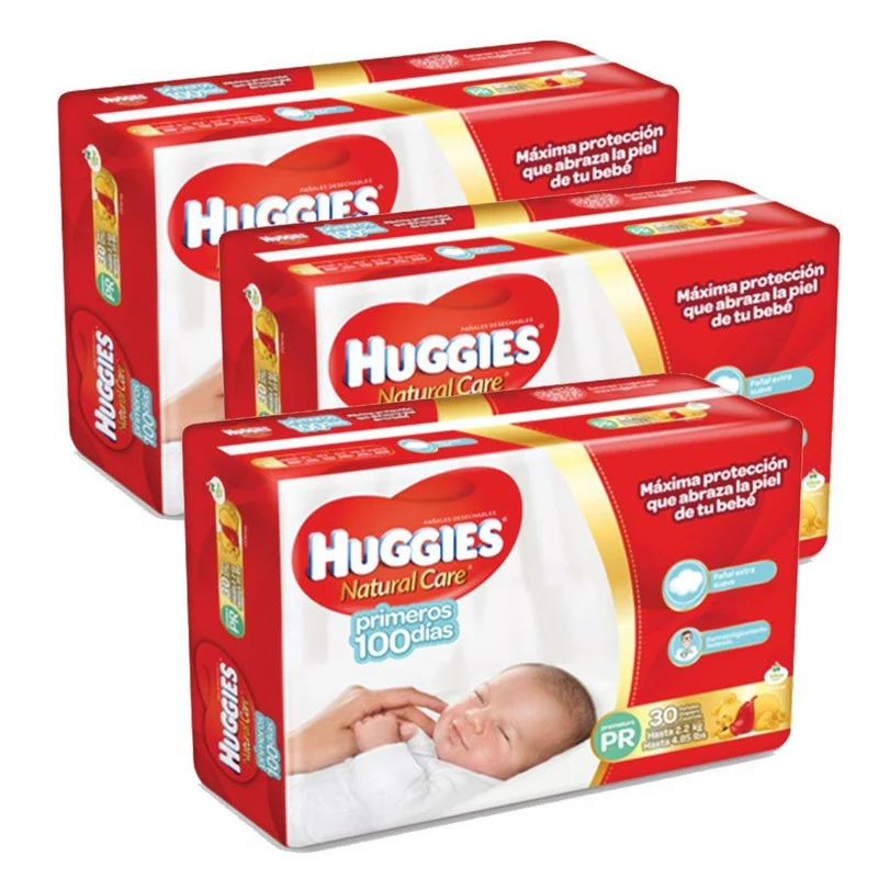 prematuro 90 panales huggies natural care primeros 100 dias unisex