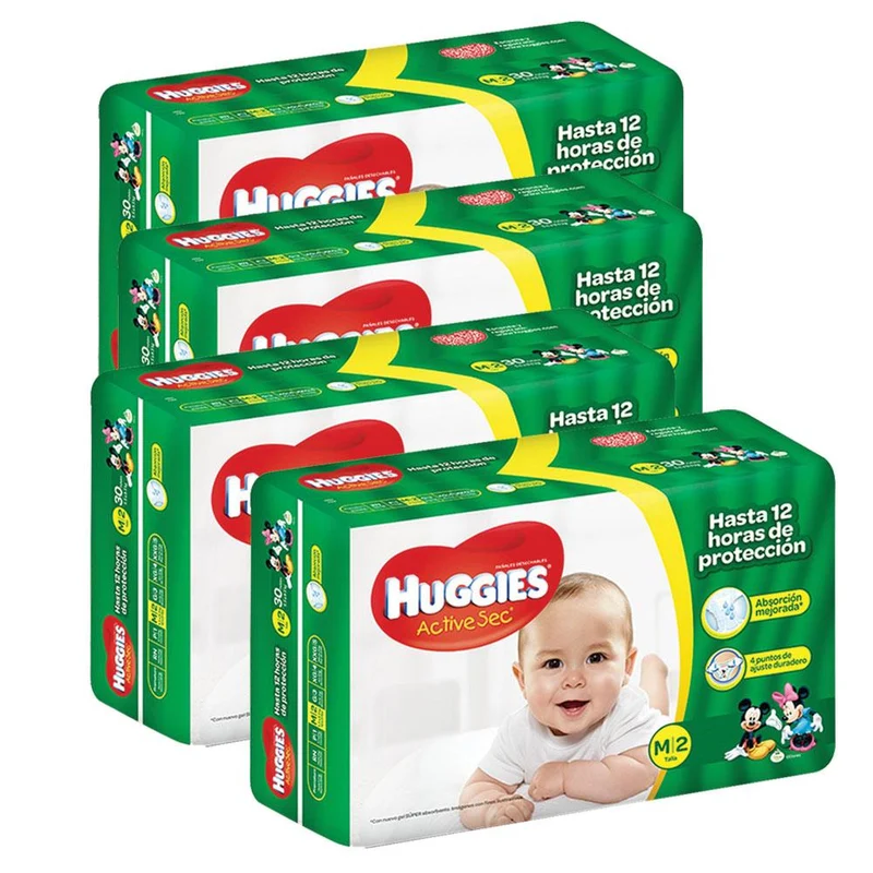 etapa 2 160 panales huggies active sec unisex