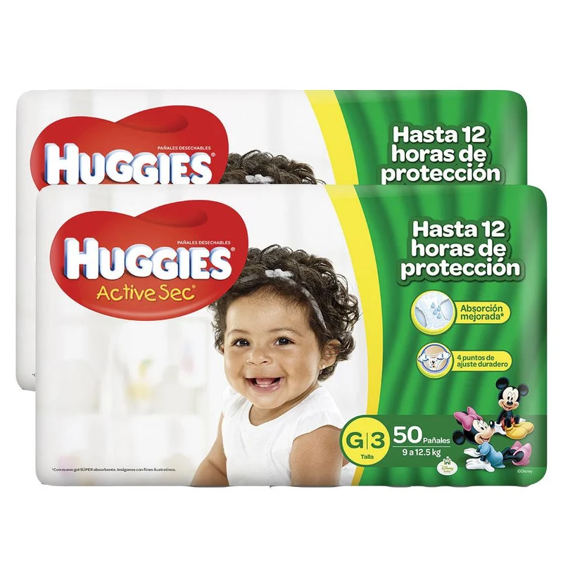 etapa 3 100 panales huggies active sec unisex