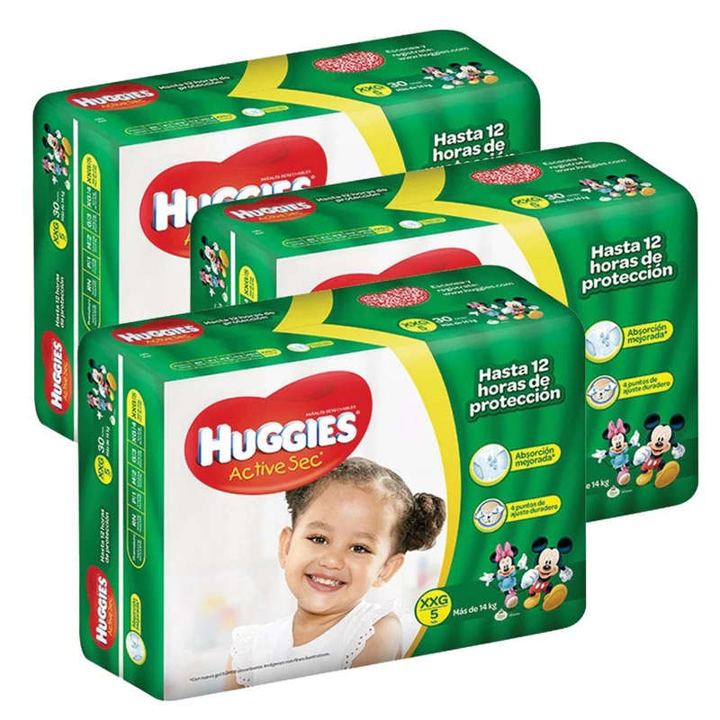 etapa 5 90 panales huggies active sec unisex