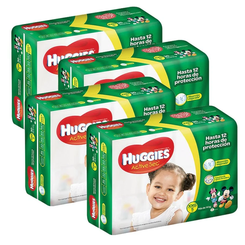 etapa 5 120 panales huggies active sec unisex