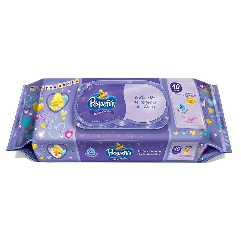 toallitas humedas recien nacido con tapa x40 pequenin