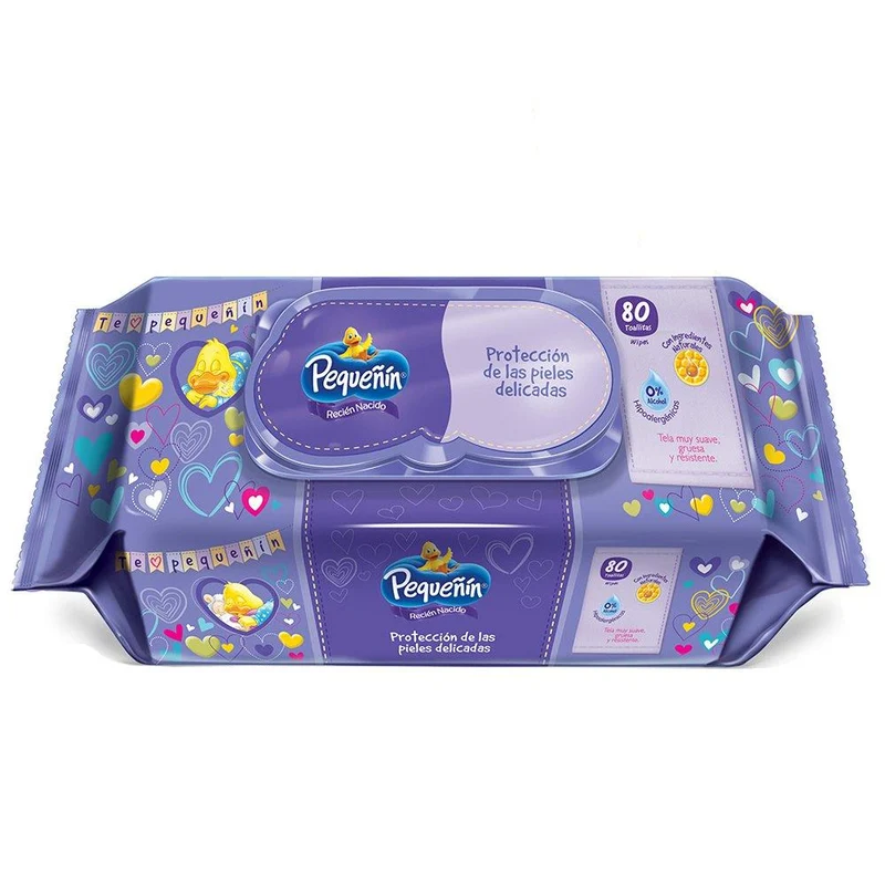 toallitas humedas recien nacido con tapa x80 pequenin